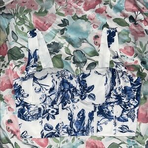 Fashion Nova Blue Floral Tank Top